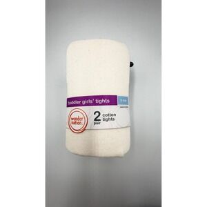Wonder Nation Baby Girls Cotton Tights 2 Pack Black Cream 0-6M New